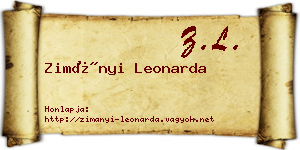 Zimányi Leonarda névjegykártya